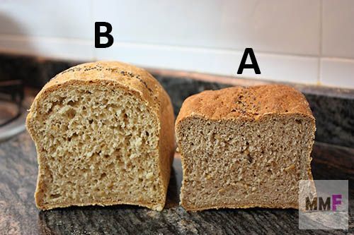 El pan A contiene harina de castaña, el pan B no.
