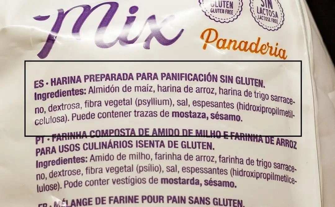 Airos preparado pan sin gluten ingredientes