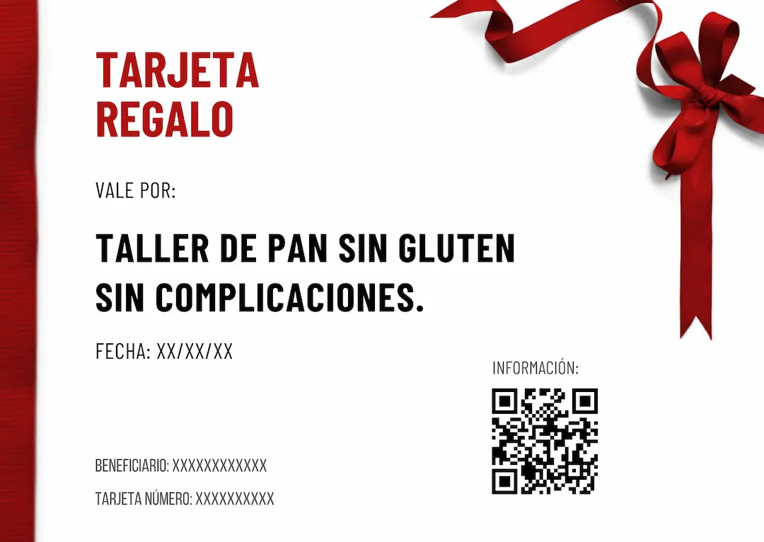 Tarjeta regalo taller pan sin gluten sin complicaciones