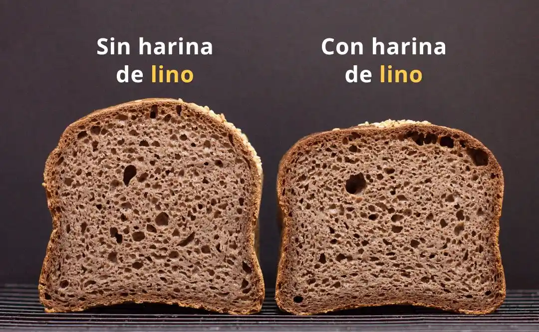 Pan sin gluten con harina de lino y sin harina de lino.