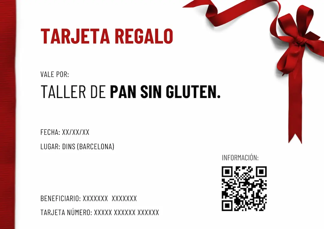 Tarjeta regalo taller pan sin gluten.